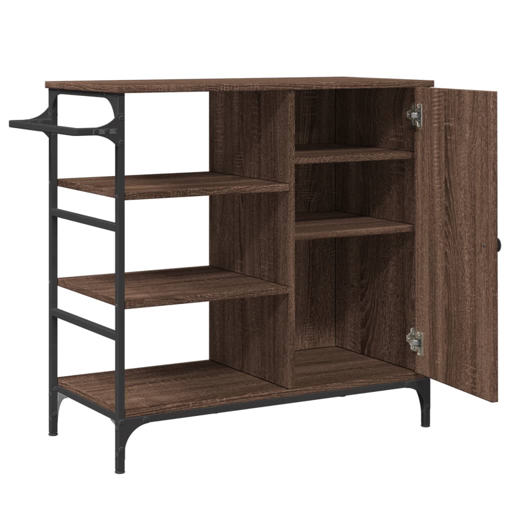 vidaXL Τρόλεϊ Κουζίνας Καφέ Δρυς 87,5x38,5x84,5 εκ. Επεξ. Ξύλο