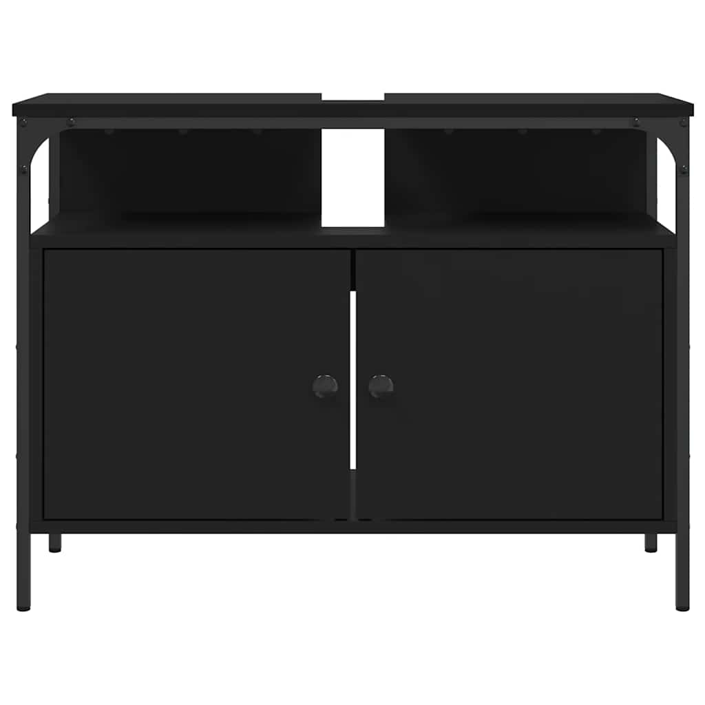 vidaXL Ντουλάπι Νιπτήρα Μπάνιου Μαύρο 80x30x60 εκ. Επεξεργασμένο Ξύλο