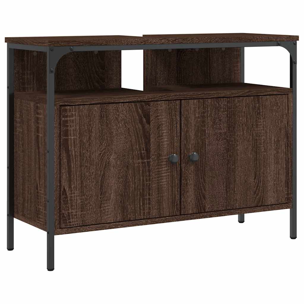 vidaXL Ντουλάπι Νιπτήρα Μπάνιου Καφέ Δρυς 80x30x60 εκ. Επεξ. Ξύλο