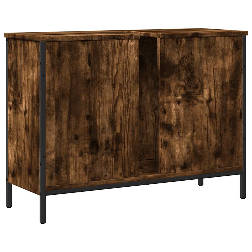 vidaXL Ντουλάπι Νιπτήρα Μπάνιου Καπνιστή Δρυς 80x30x60 εκ. Επεξ. Ξύλο