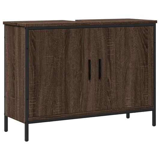 vidaXL Ντουλάπι Νιπτήρα Μπάνιου Καφέ Δρυς 80x30x60 εκ. Επεξ. Ξύλο
