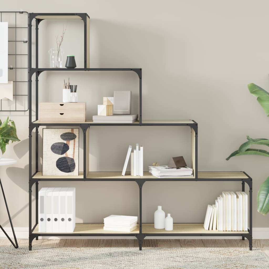 vidaXL Βιβλιοθήκη Σκάλα 4 Ράφια Sonoma Δρυς 139x33,5x149 εκ Επεξ. Ξύλο