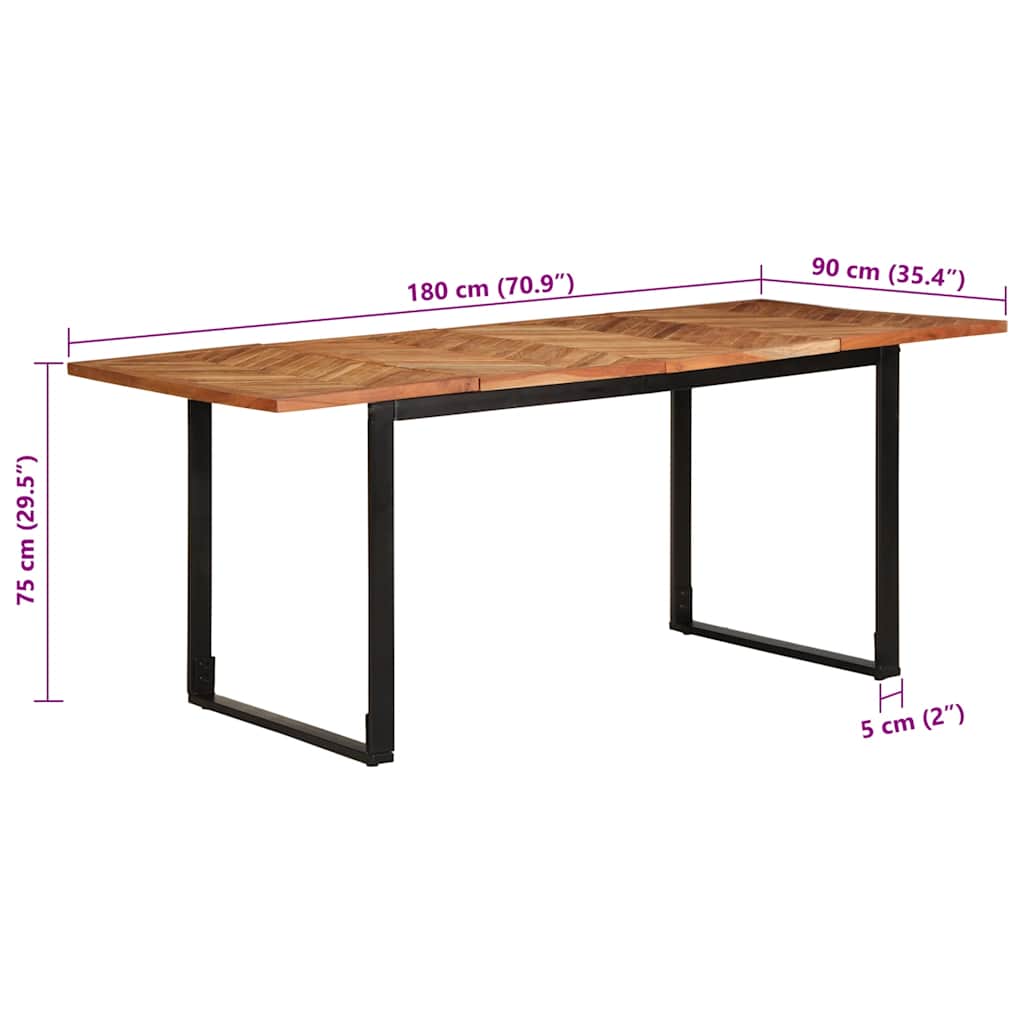 vidaXL Τραπεζαρία Κήπου 180 x 90 x 75 εκ. από Μασίφ Ξύλο Ακακίας