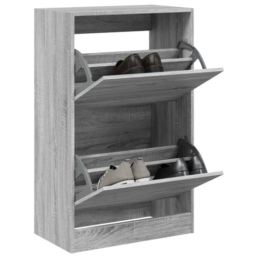 vidaXL Παπουτσοθήκη Γκρι Sonoma 60x34x96,5 εκ. από Επεξεργ. Ξύλο