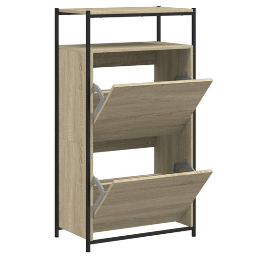 vidaXL Παπουτσοθήκη Sonoma Δρυς 60x34x112 εκ. από Επεξεργασμένο Ξύλο