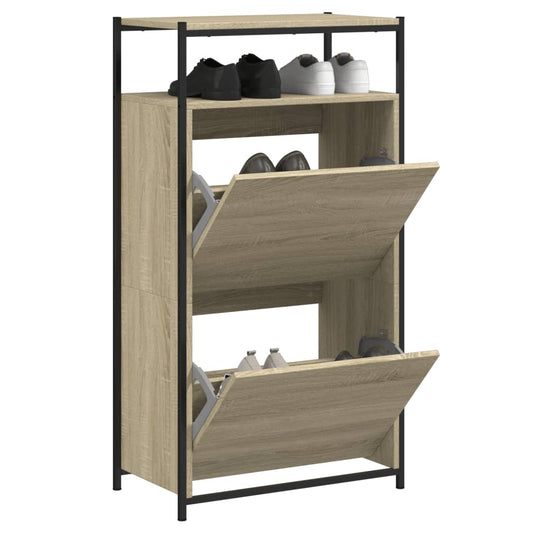 vidaXL Παπουτσοθήκη Sonoma Δρυς 60x34x112 εκ. από Επεξεργασμένο Ξύλο