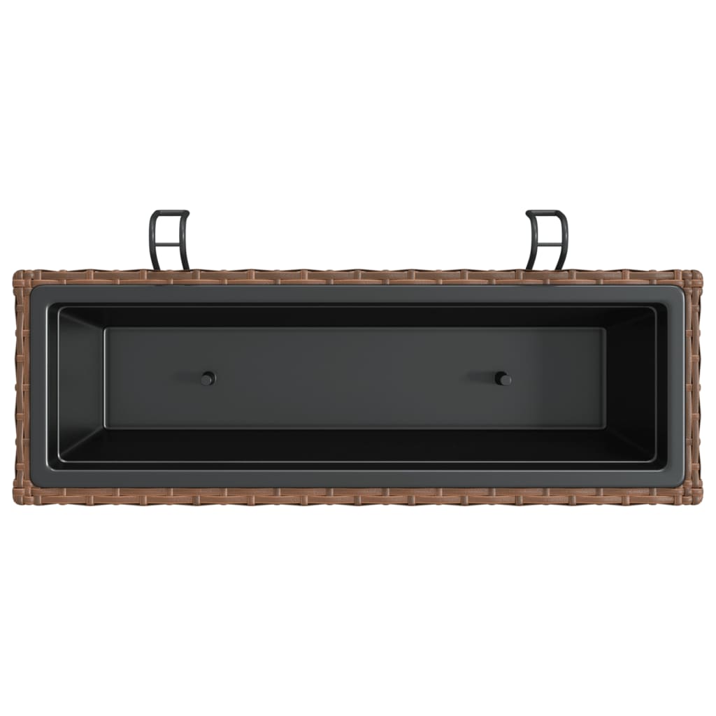 vidaXL Ζαρντινιέρες με Άγκριστρα 2 τεμ. Καφέ από Συνθετικό Ρατάν