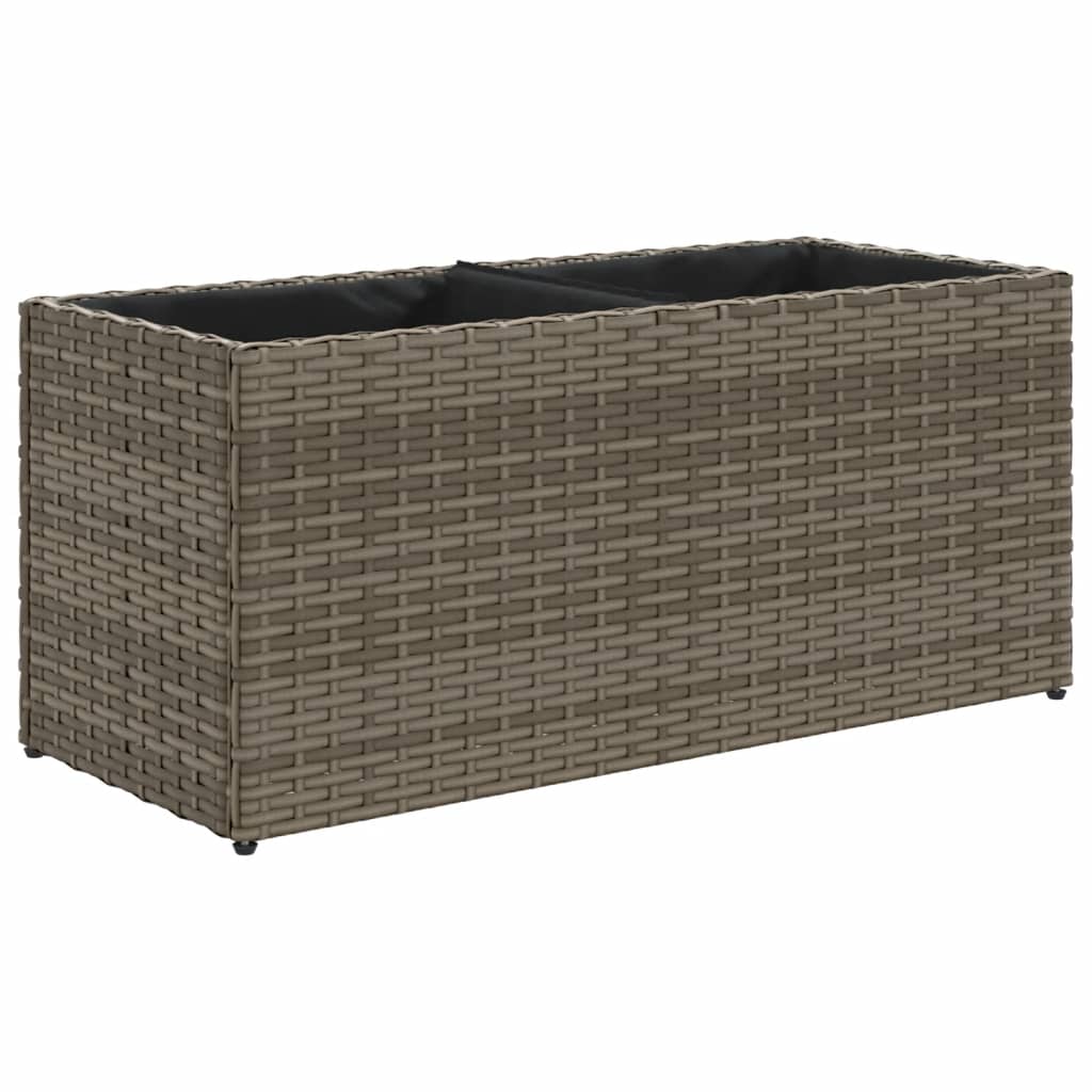 vidaXL Ζαρντινιέρα Κήπου Γκρι 72x30x32 εκ. Συνθ. Ρατάν με 2 Γλάστρες