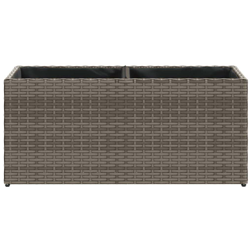 vidaXL Ζαρντινιέρα Κήπου Γκρι 72x30x32 εκ. Συνθ. Ρατάν με 2 Γλάστρες