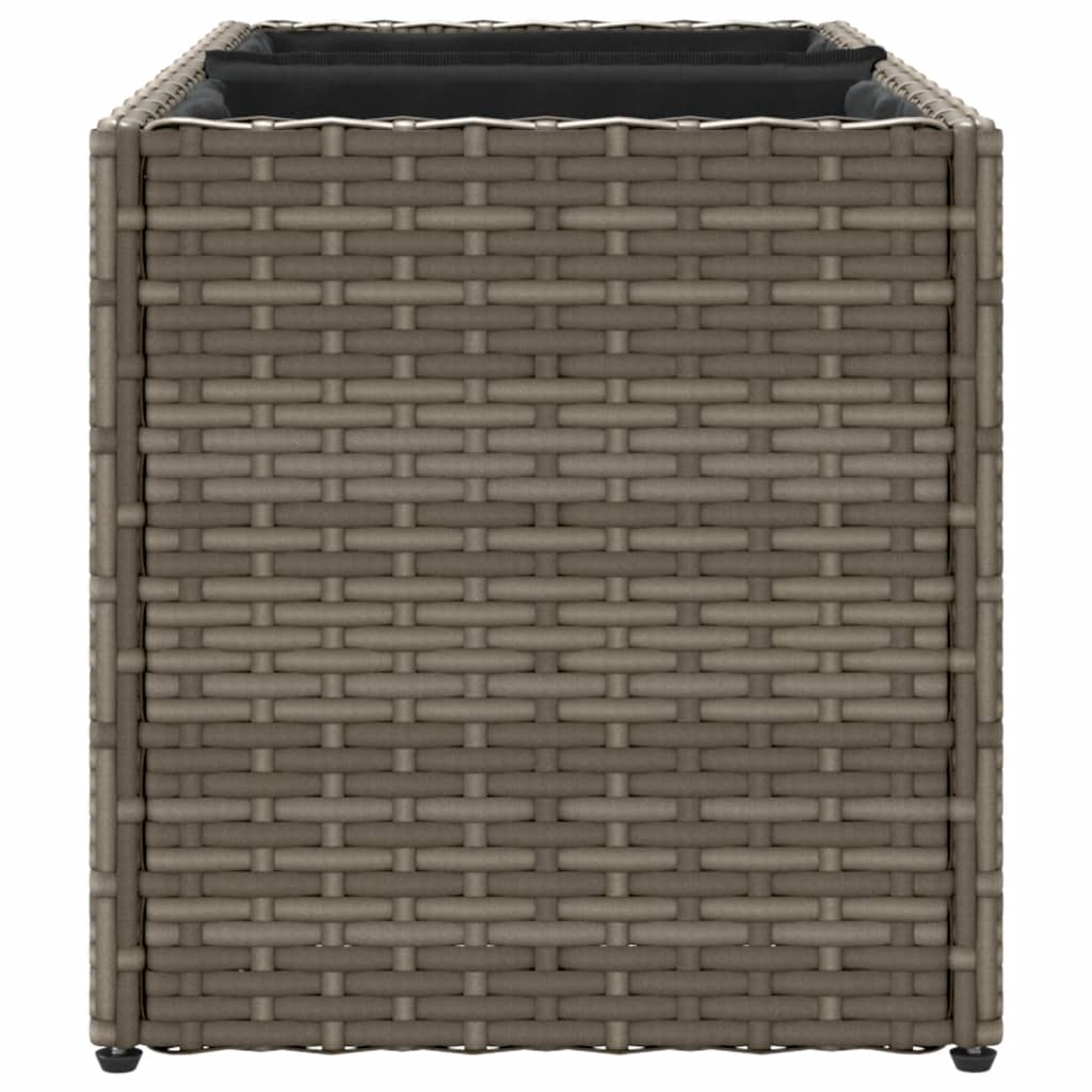 vidaXL Ζαρντινιέρα Κήπου Γκρι 72x30x32 εκ. Συνθ. Ρατάν με 2 Γλάστρες