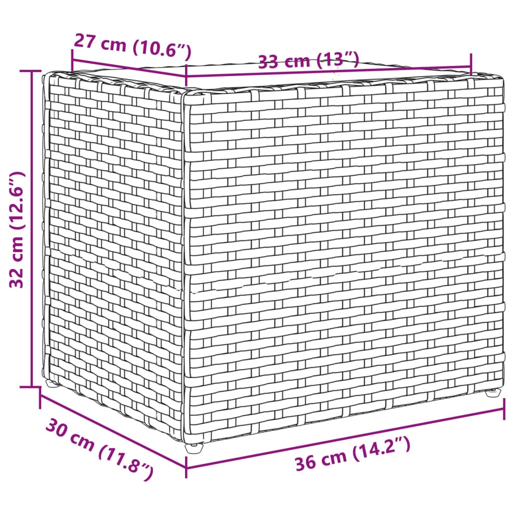 vidaXL Ζαρντινιέρα Κήπου Μαύρη 36x30x32 εκ. από Συνθετικό Ρατάν