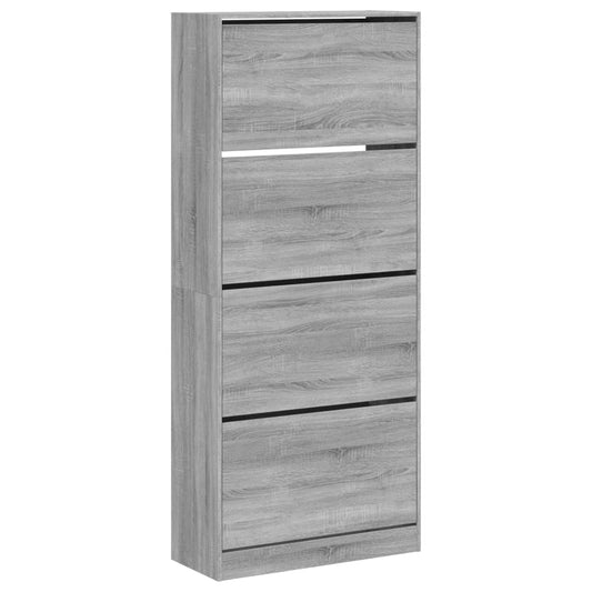 vidaXL Παπουτσοθήκη με 4 Ανακλ. Συρτάρια Γκρι Sonoma 80x34x187,5 εκ.