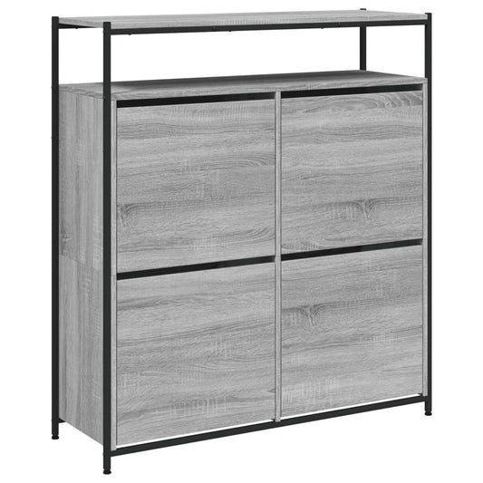 vidaXL Παπουτσοθήκη με 4 Ανακλ. Συρτάρια Γκρι Sonoma 100x34x112 εκ.