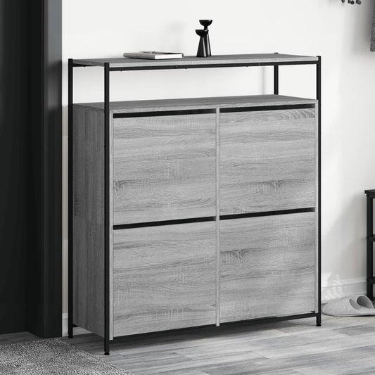 vidaXL Παπουτσοθήκη με 4 Ανακλ. Συρτάρια Γκρι Sonoma 100x34x112 εκ.