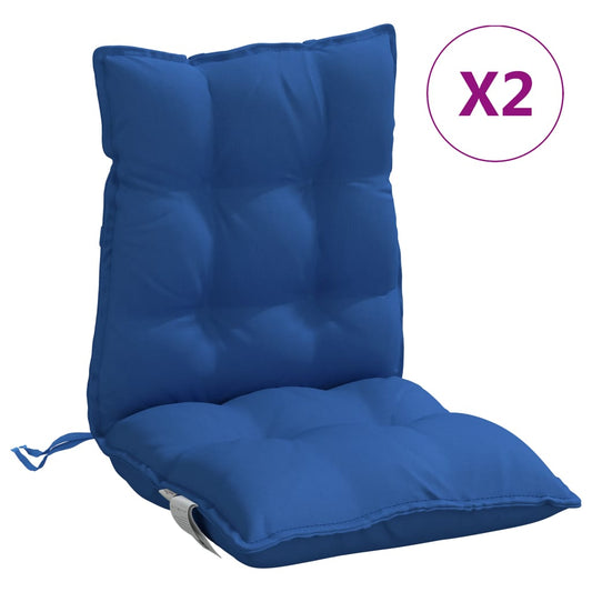 vidaXL Μαξιλάρια Καρέκλας Χαμηλή Πλάτη 2 τεμ. Μπλε Ρουά Ύφασμα Oxford
