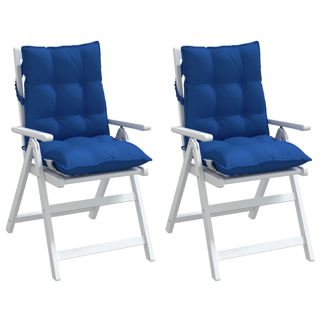 vidaXL Μαξιλάρια Καρέκλας Χαμηλή Πλάτη 2 τεμ. Μπλε Ρουά Ύφασμα Oxford