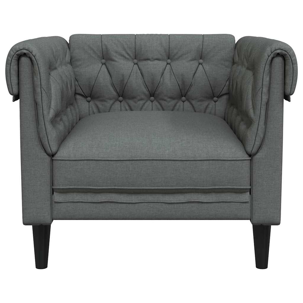 vidaXL Πολυθρόνα Chesterfield Σκούρο Γκρι Υφασμάτινη