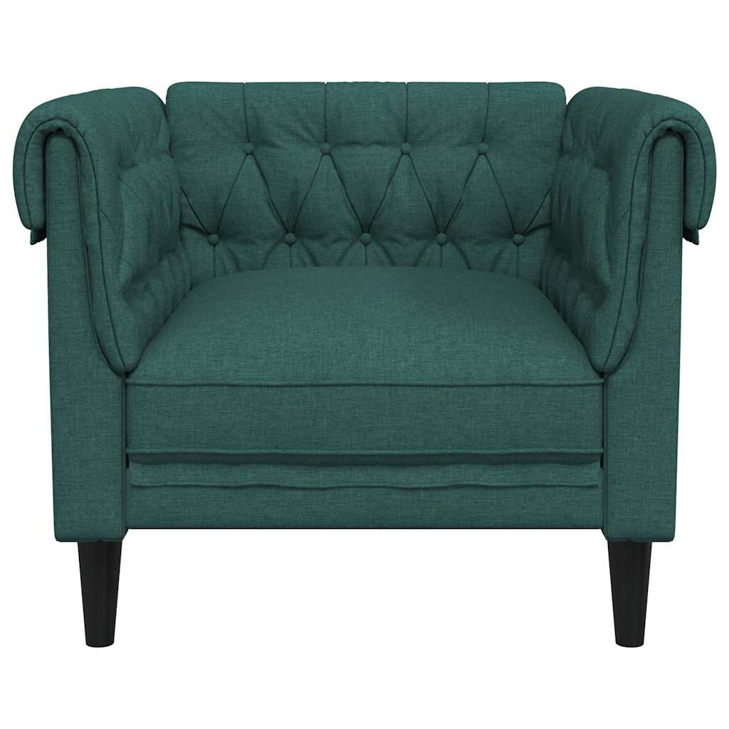 vidaXL Πολυθρόνα Chesterfield Σκούρο Πράσινο Υφασμάτινη
