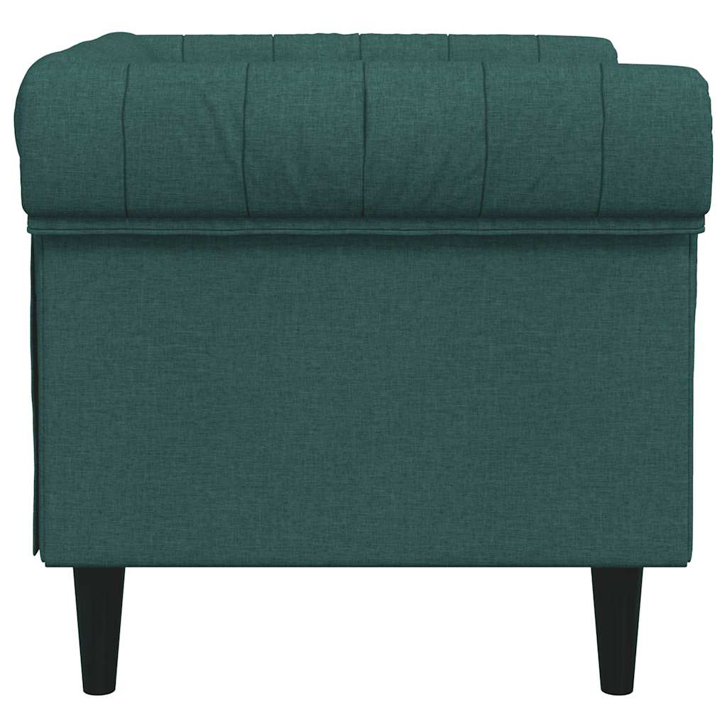 vidaXL Πολυθρόνα Chesterfield Σκούρο Πράσινο Υφασμάτινη