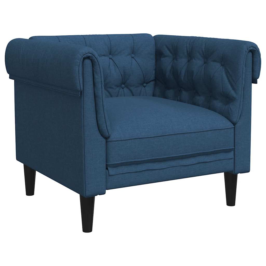 vidaXL Πολυθρόνα Chesterfield Μπλε Υφασμάτινη