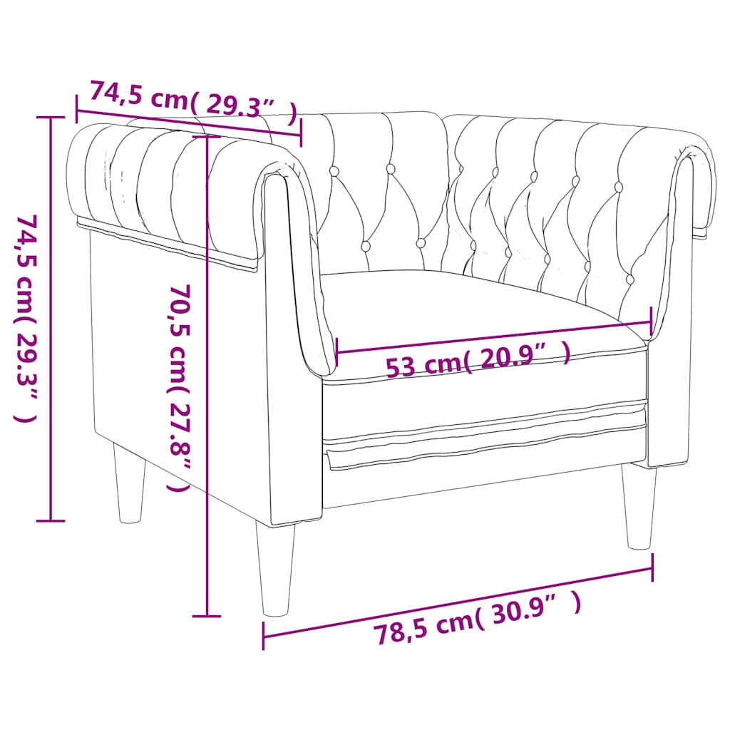vidaXL Πολυθρόνα Chesterfield Λινό