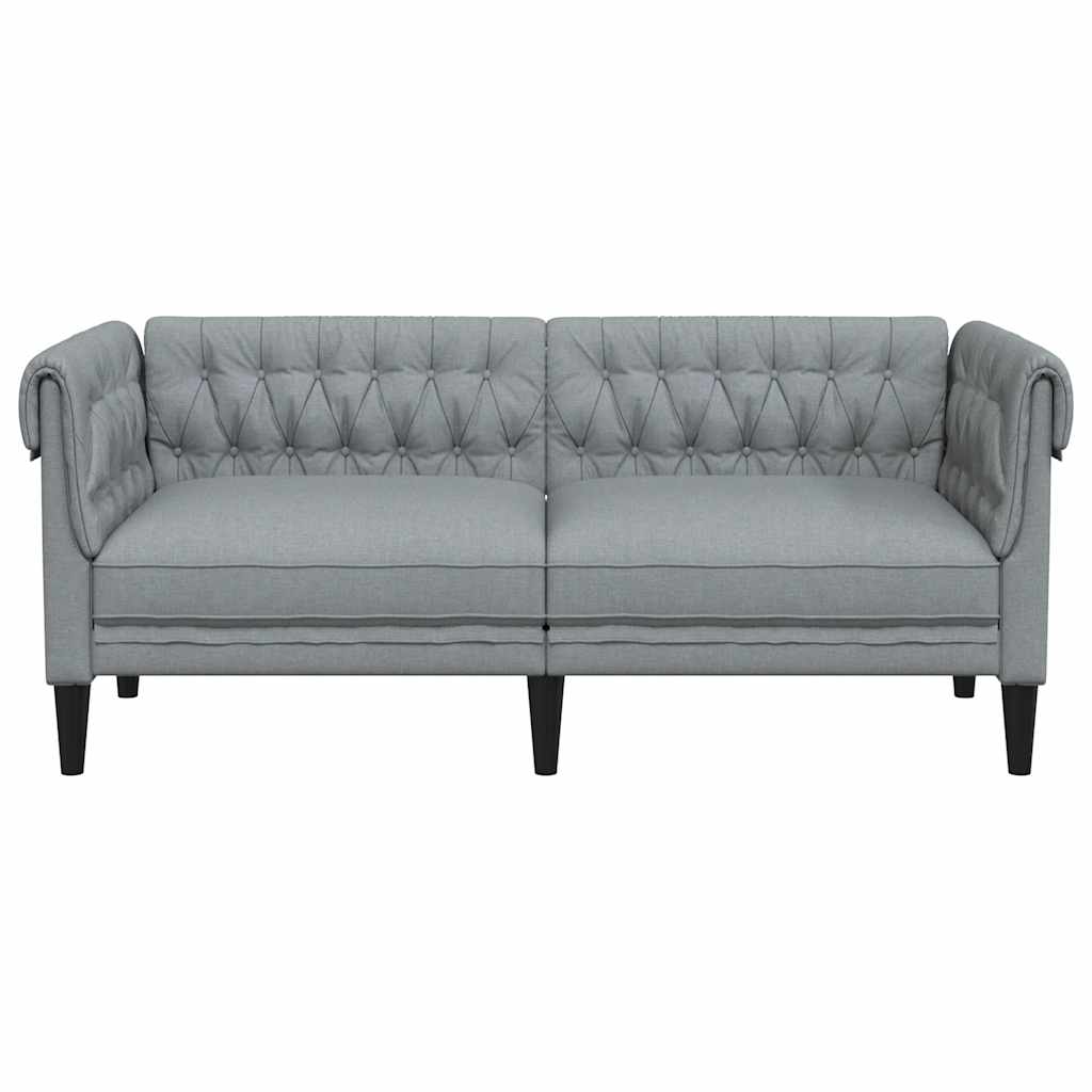 vidaXL Καναπές Διθέσιος Chesterfield Ανοιχτό Γκρι Υφασμάτινος