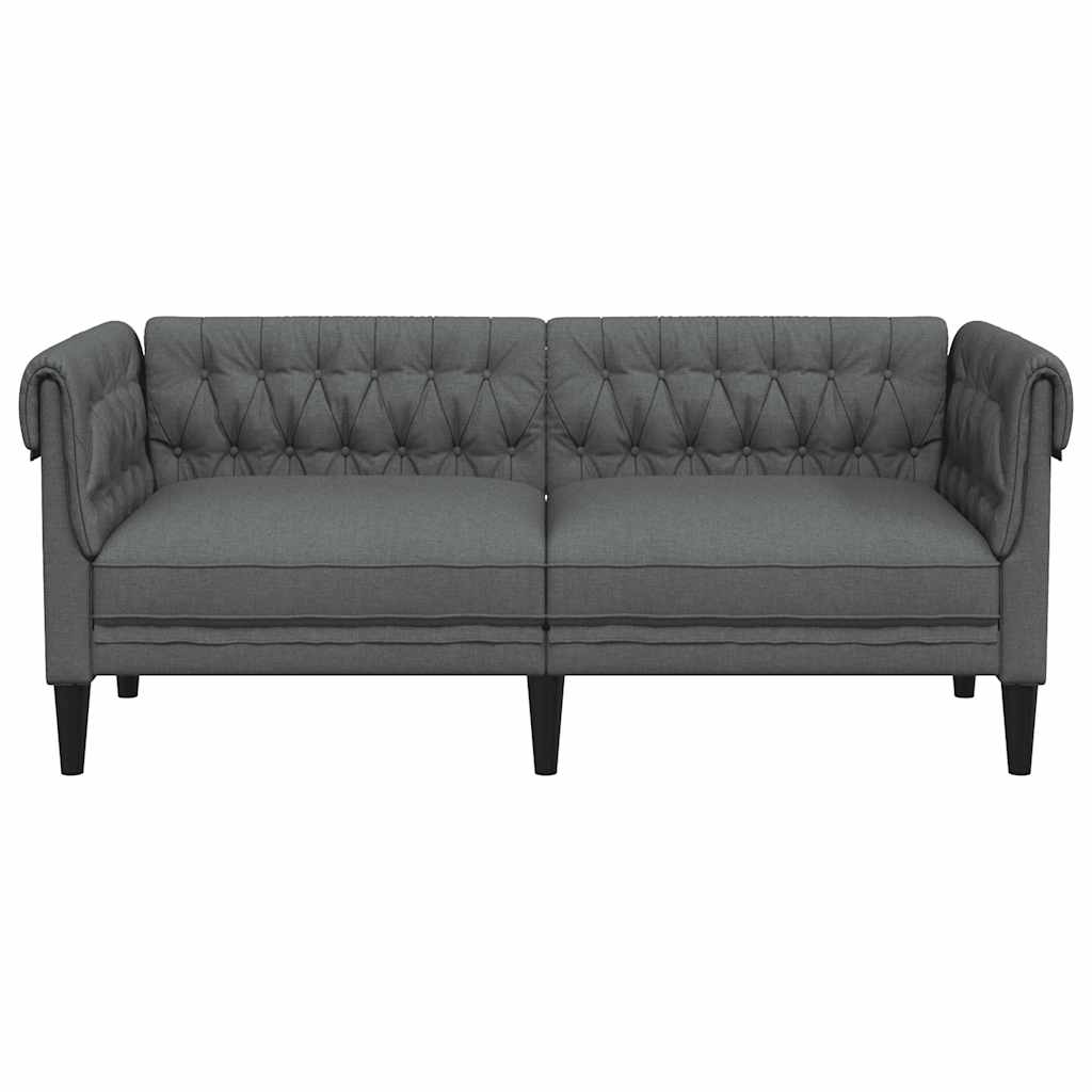 vidaXL Καναπές Διθέσιος Chesterfield Σκούρο Γκρι Υφασμάτινος