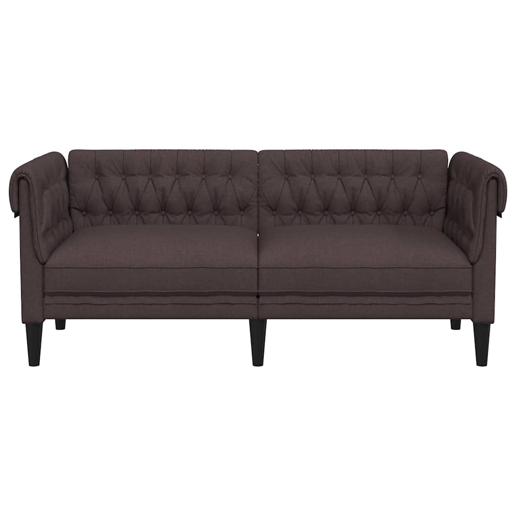 vidaXL Καναπές Διθέσιος Chesterfield Σκούρο Καφέ Υφασμάτινος