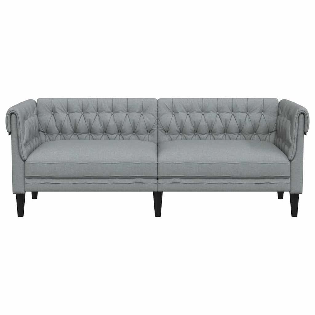 vidaXL Καναπές Τριθέσιος Chesterfield Ανοιχτό Γκρι Υφασμάτινος