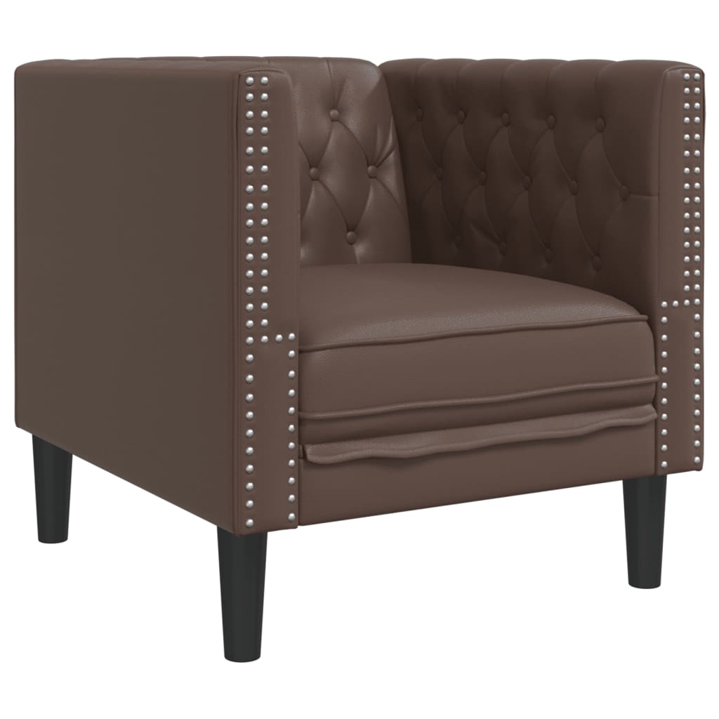 vidaXL Πολυθρόνα Chesterfield Καφέ από Συνθετικό Δέρμα