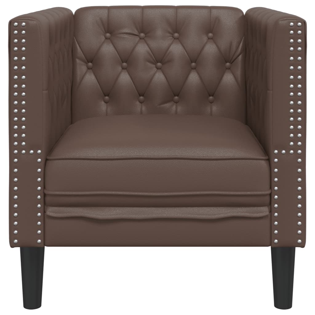 vidaXL Πολυθρόνα Chesterfield Καφέ από Συνθετικό Δέρμα