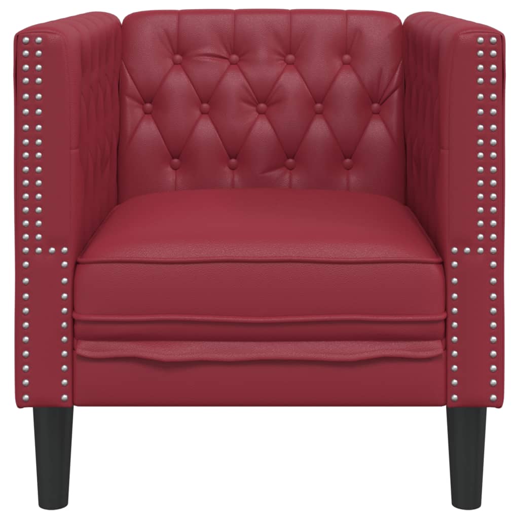 vidaXL Πολυθρόνα Chesterfield Μπορντό από Συνθετικό Δέρμα