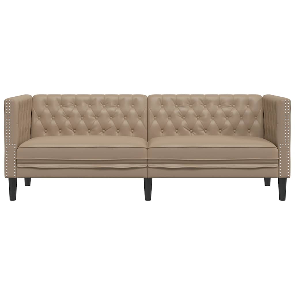 vidaXL Καναπές Chesterfield Τριθέσιος Καπουτσίνο από Συνθετικό Δέρμα