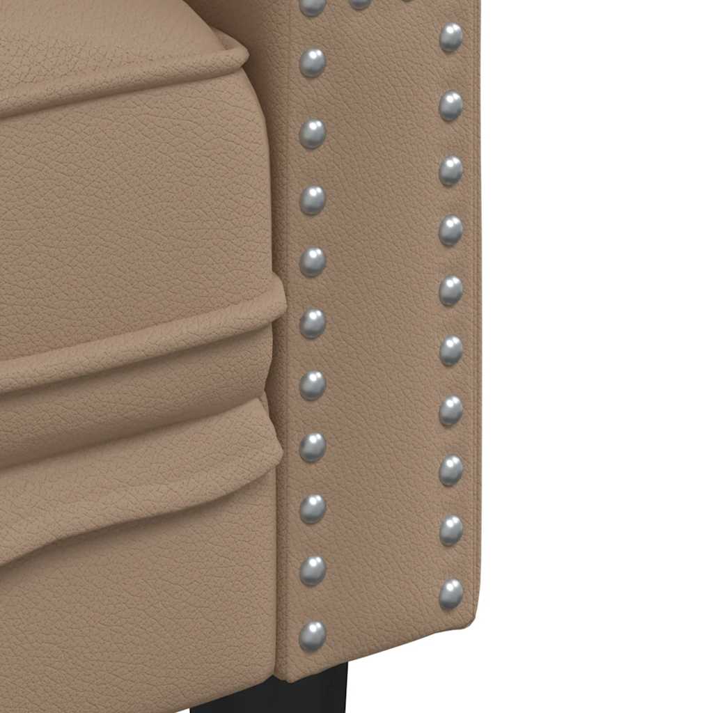 vidaXL Καναπές Chesterfield Τριθέσιος Καπουτσίνο από Συνθετικό Δέρμα