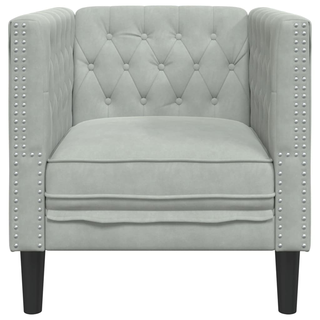 vidaXL Πολυθρόνα Chesterfield Ανοιχτό Γκρι Βελούδινη