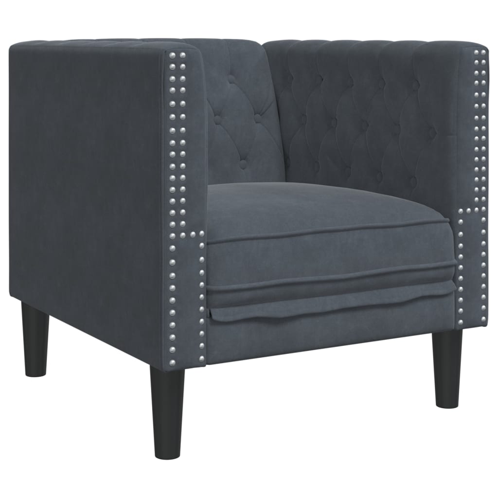 vidaXL Πολυθρόνα Chesterfield Σκούρο Γκρι Βελούδινη