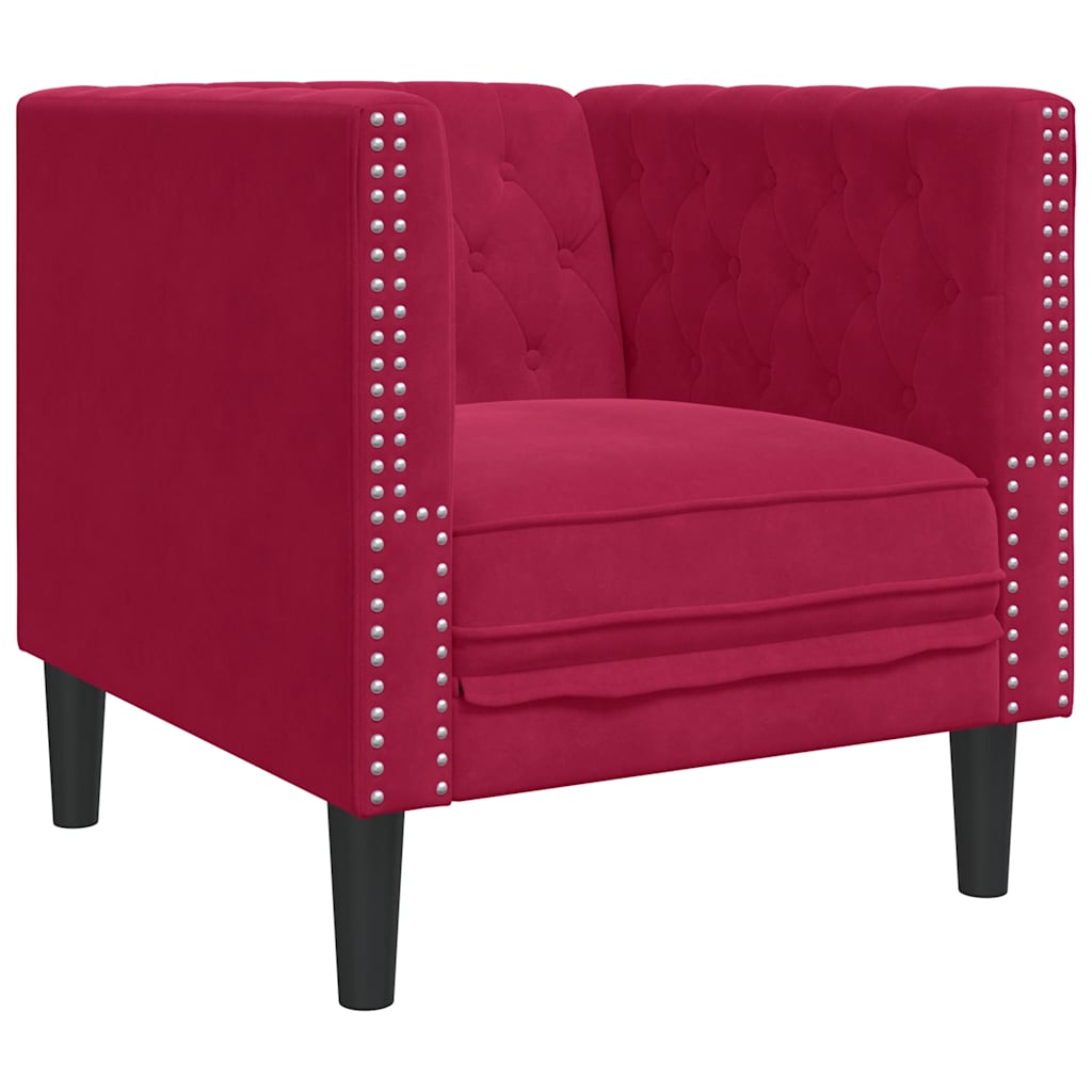 vidaXL Πολυθρόνα Chesterfield Μπορντό Βελούδινη