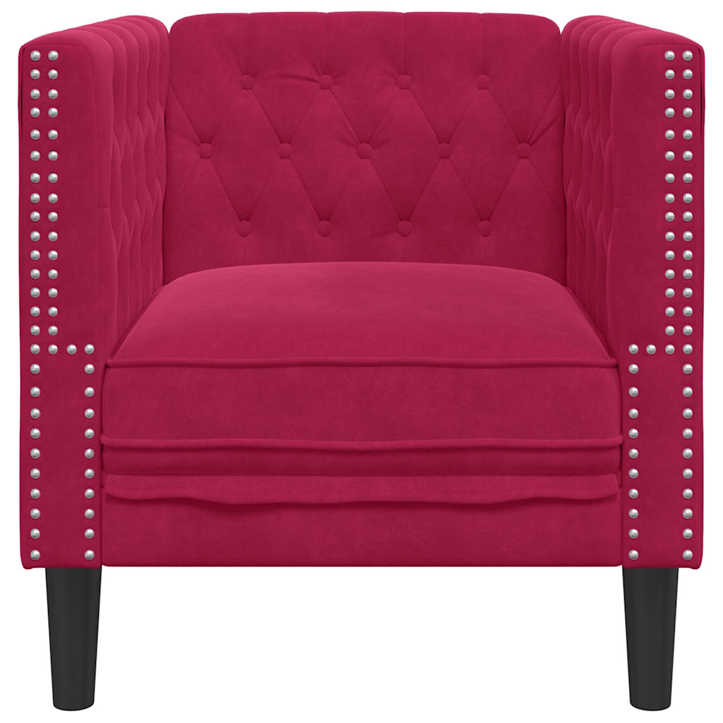 vidaXL Πολυθρόνα Chesterfield Μπορντό Βελούδινη