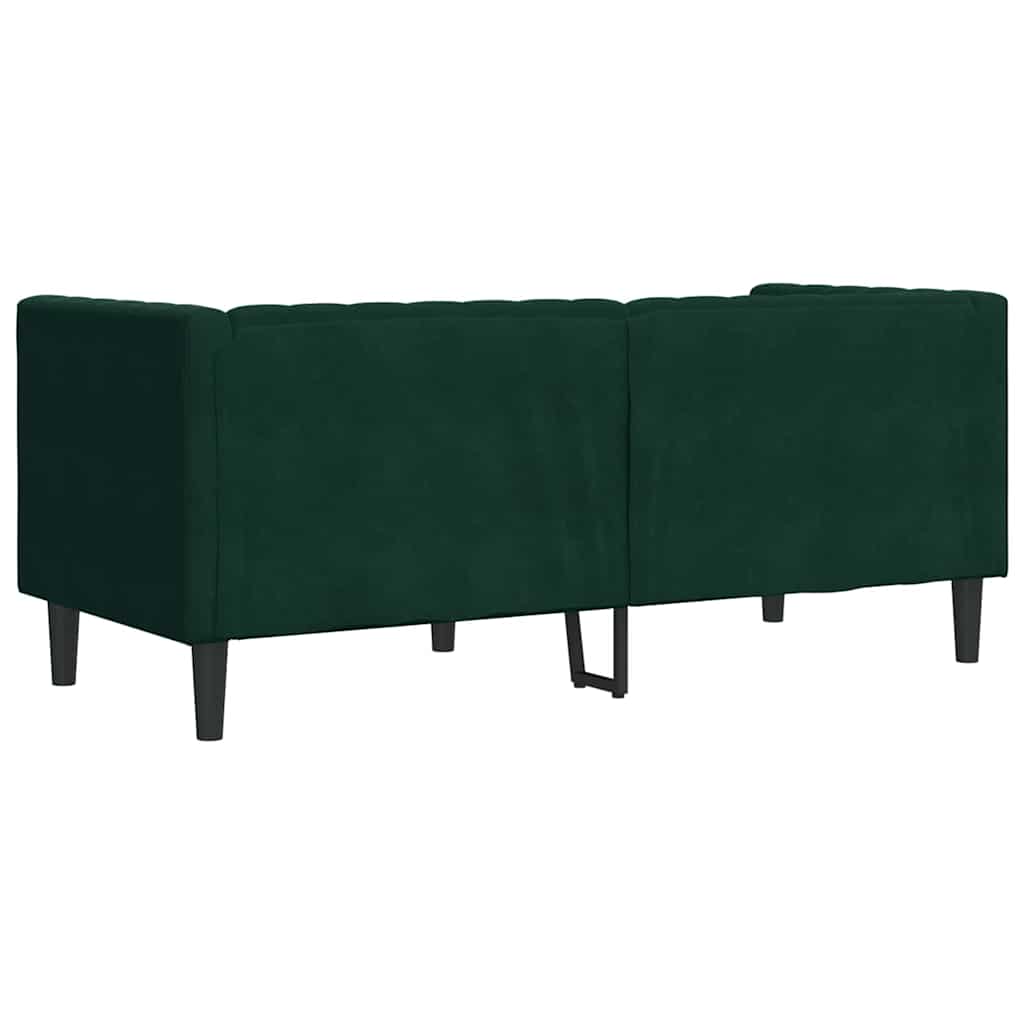 vidaXL Καναπές Διθέσιος Chesterfield με Στηρίγματα Πράσινος Βελούδο