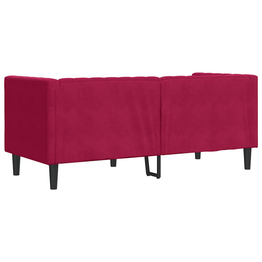 vidaXL Καναπές Διθέσιος Chesterfield με Στηρίγματα Μπορντό Βελούδο