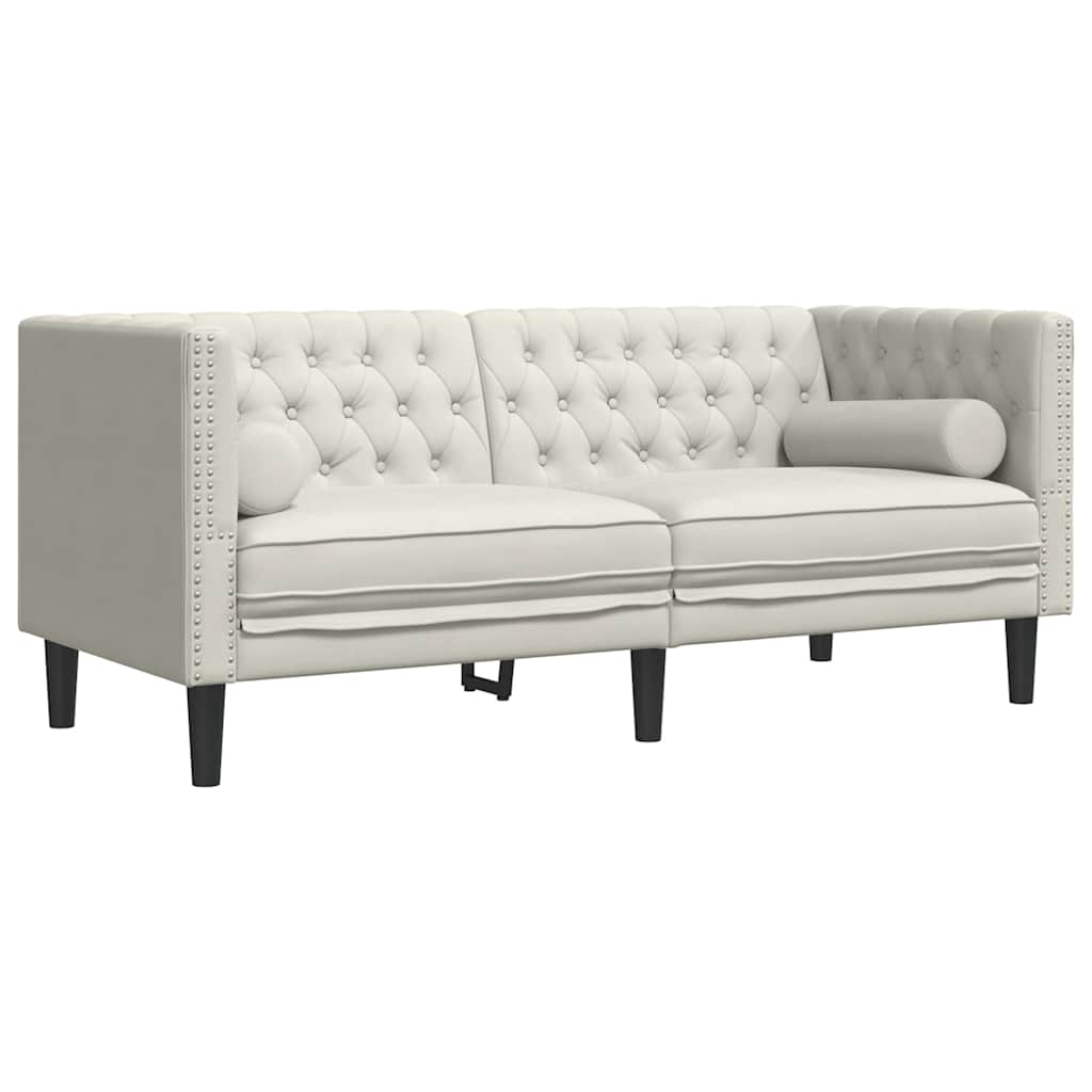 vidaXL Καναπές Chesterfield Διθέσιος με Στηρίγματα σε Κρεμ Βελούδο