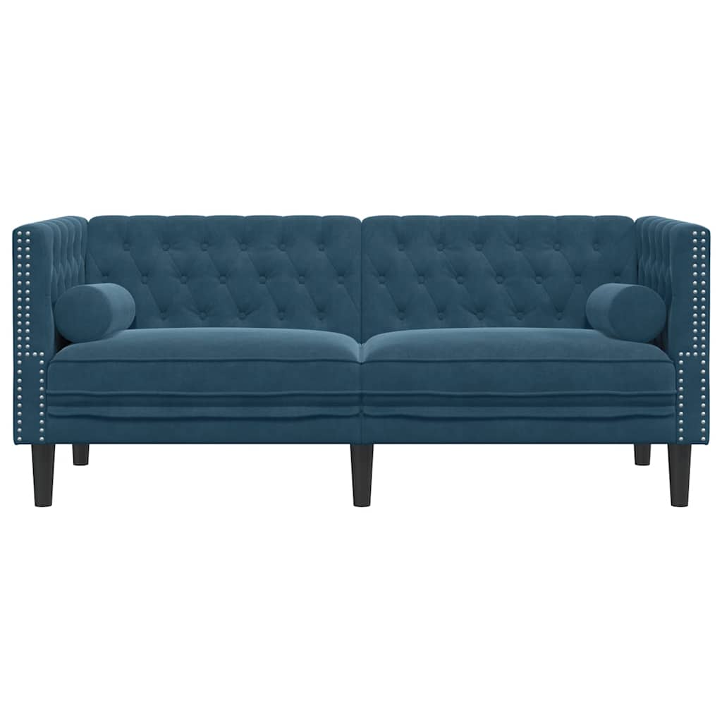 vidaXL Καναπές Chesterfield Διθέσιος με Στηρίγματα από Μπλε Βελούδο
