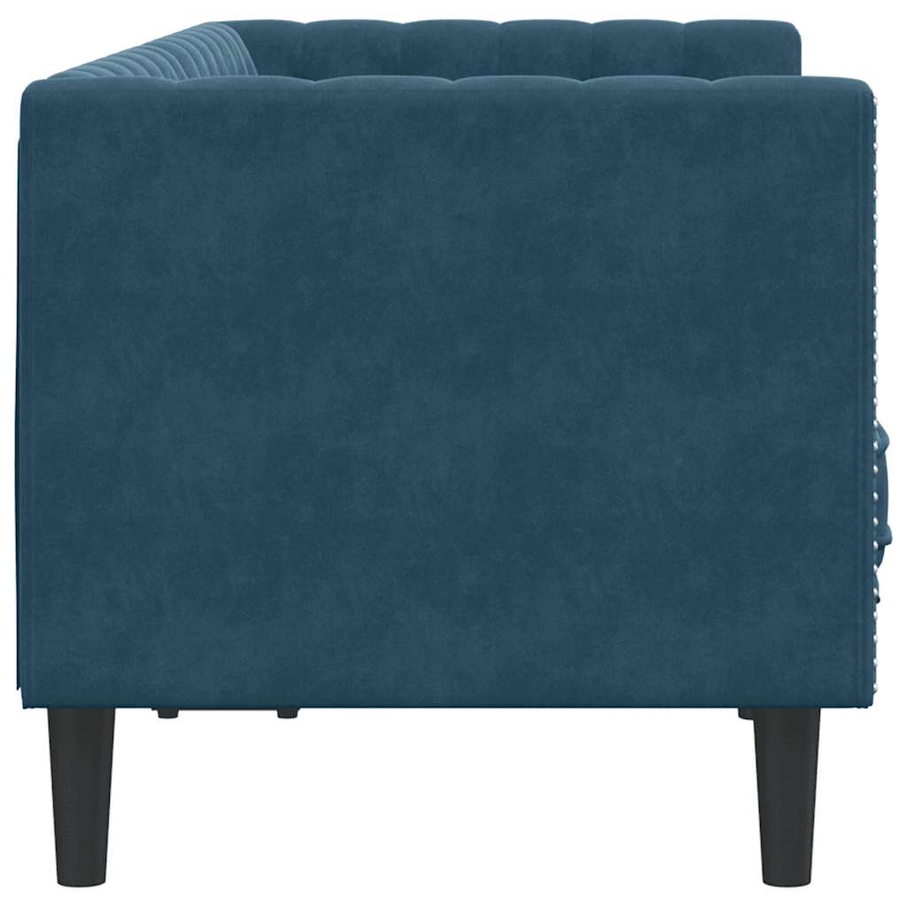 vidaXL Καναπές Chesterfield Διθέσιος με Στηρίγματα από Μπλε Βελούδο