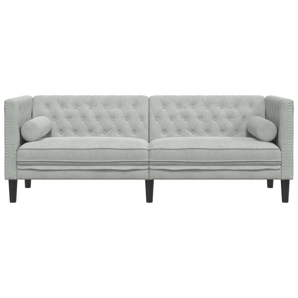 vidaXL Καναπές Τριθέσιος Chesterfield με Στηρίγματα Αν. Γκρι Βελούδο