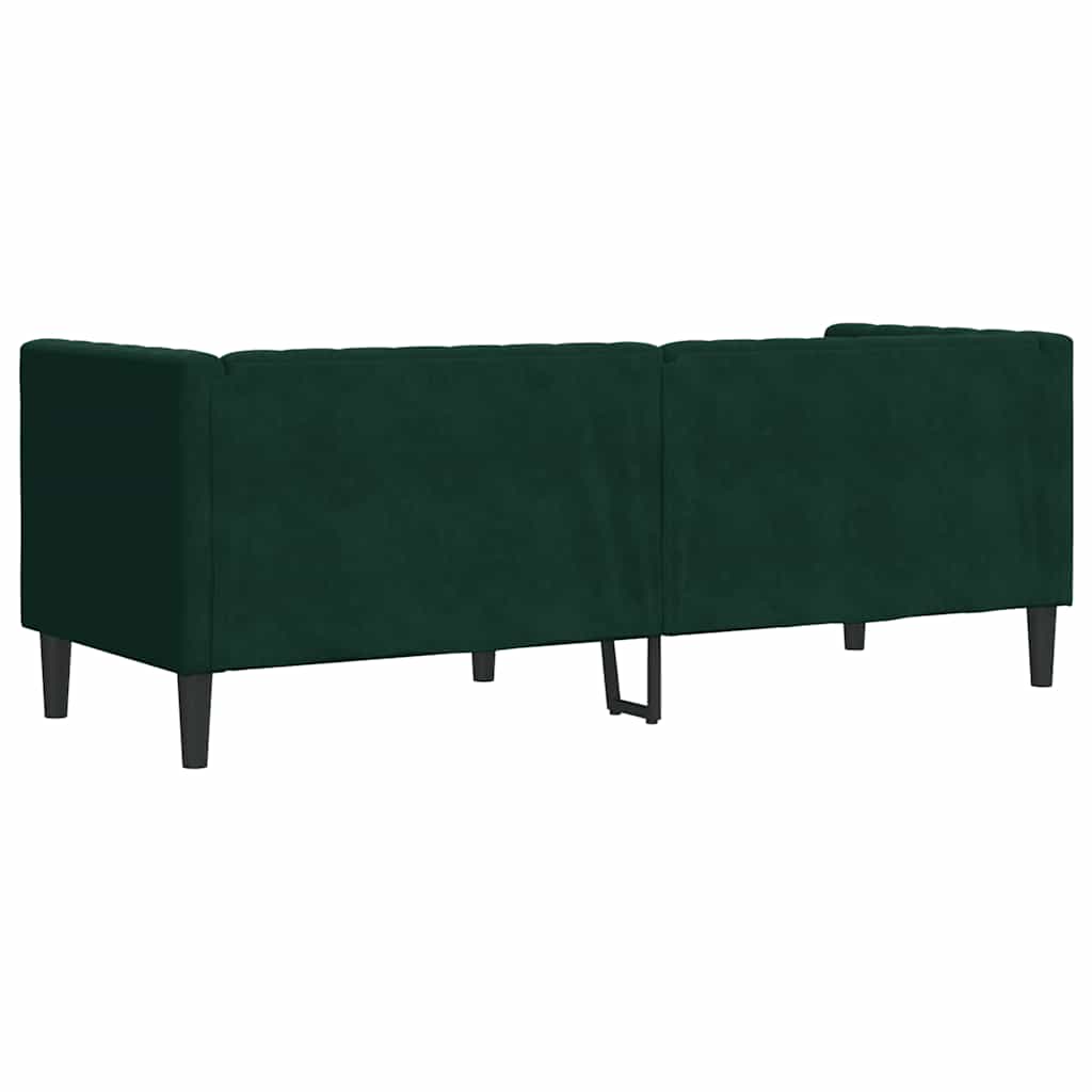 vidaXL Καναπές Τριθέσιος Chesterfield + Στηρίγματα Σκ. Πράσινο Βελούδο