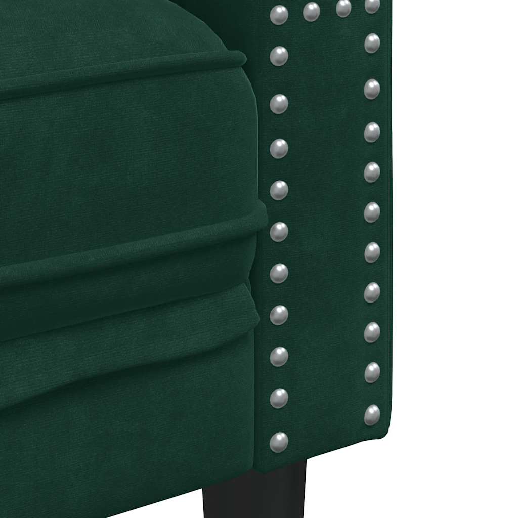 vidaXL Καναπές Τριθέσιος Chesterfield + Στηρίγματα Σκ. Πράσινο Βελούδο
