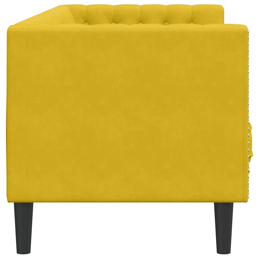 vidaXL Καναπές Διθέσιος Chesterfield με Στηρίγματα Κίτρινος Βελούδο