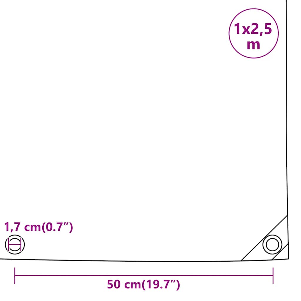 vidaXL Μουσαμάς Γκρι 1 x 2,5 μ. 650 γρ./μ²