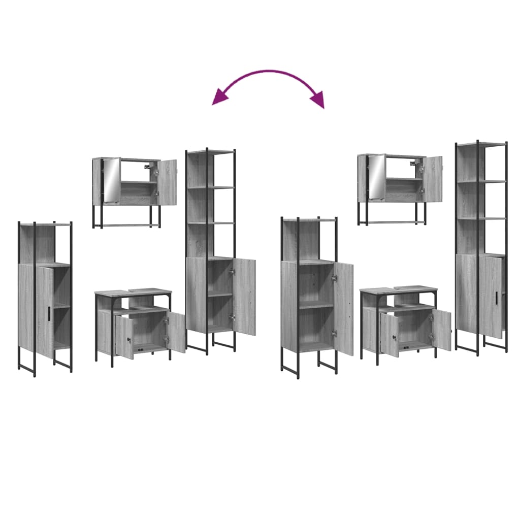 vidaXL Σετ Επίπλων Μπάνιου 4 Τεμαχίων Γκρι Sonoma Επεξεργασμένο Ξύλο