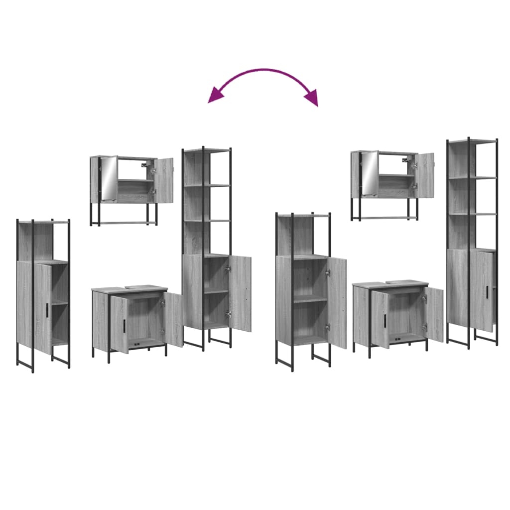 vidaXL Σετ Επίπλων Μπάνιου 4 Τεμαχίων Γκρι Sonoma Επεξεργασμένο Ξύλο